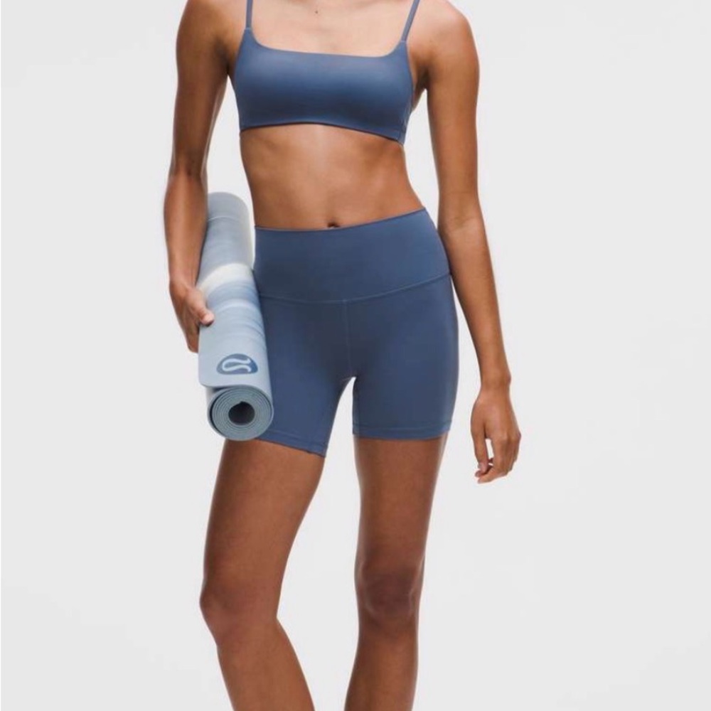 LULULEMON ALIGN SHORTS SIZE 4 IN THE COLOR BLUE TWILL WORN  3X 💌 4 INCH